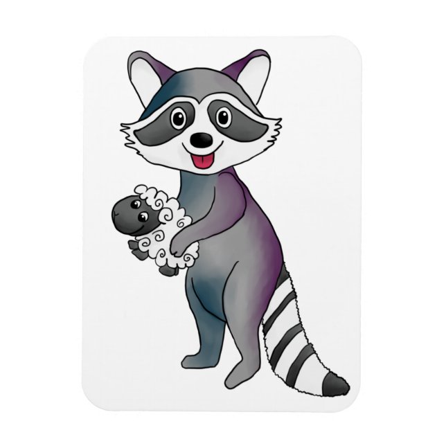 Ímã Guaxinim com ovelha (Vertical)