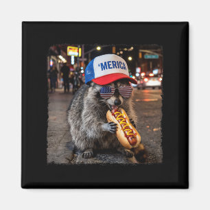 Imã Guaxinim Comendo Cachorro Quente Selfie Engraçado