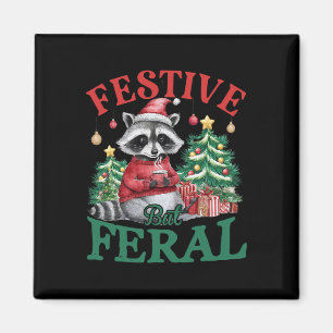 Imã Guaxinim Feral Festivo Animal Papai Noel Natal X