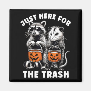 Imã Guaxinim Gambá de Halloween Aqui Pelo Lixo