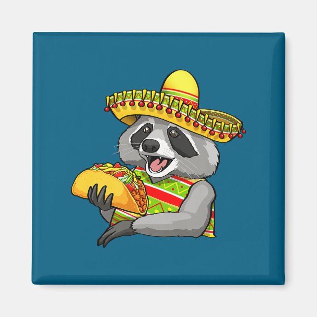 Imã Guaxinim mexicano cinco de maio engraçado fofo com (Frente)