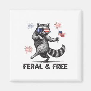 Imã Guaxinim Patriótico Feral Mas Livre Bandeira Dos E
