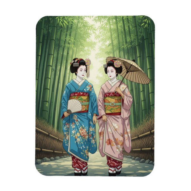Ímã Gueixa em Arashiyama Japão Kyoto (Vertical)