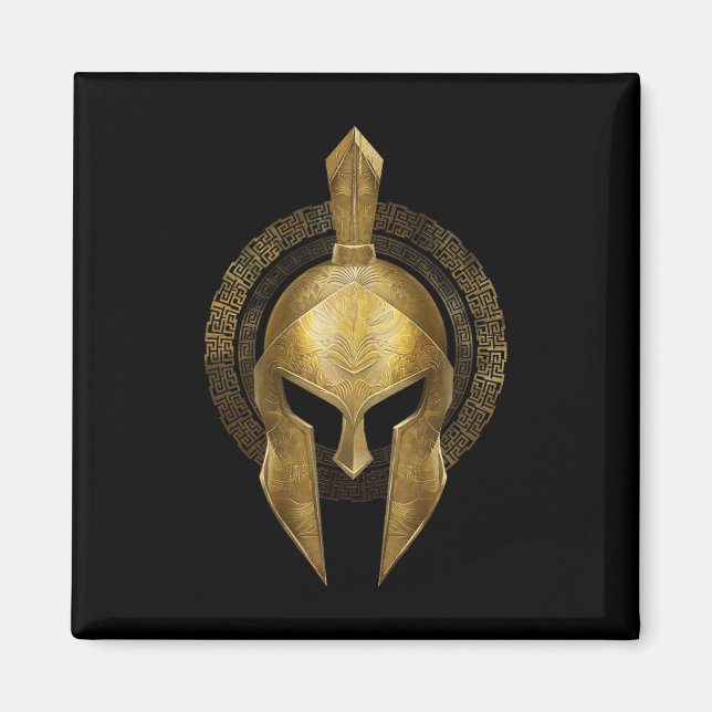 Imã Guerreiro Dourado do Helmet Spartan Esparta Grego (Frente)
