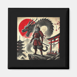 Imã Guerreiro Gráfico Samurai Gato Japonês Gato Ninja