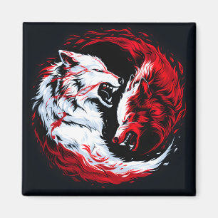 Imã Guerreiro Lobo Cósmico Branco Vermelho