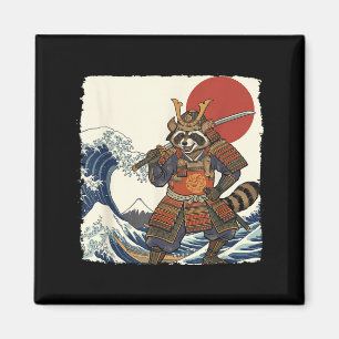 Imã Guerreiro samurai guaxinim engraçado & arte japone