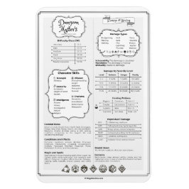 Ímã Guia de Referência Rápida Mestre Dnd 5e Dungeon