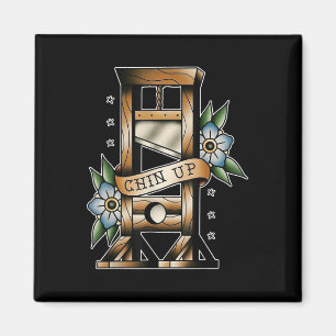 Imã Guillotine Tatuagem Tradicional Piscando O queixo 