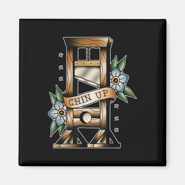 Imã Guillotine Tatuagem Tradicional Piscando O queixo  (Frente)