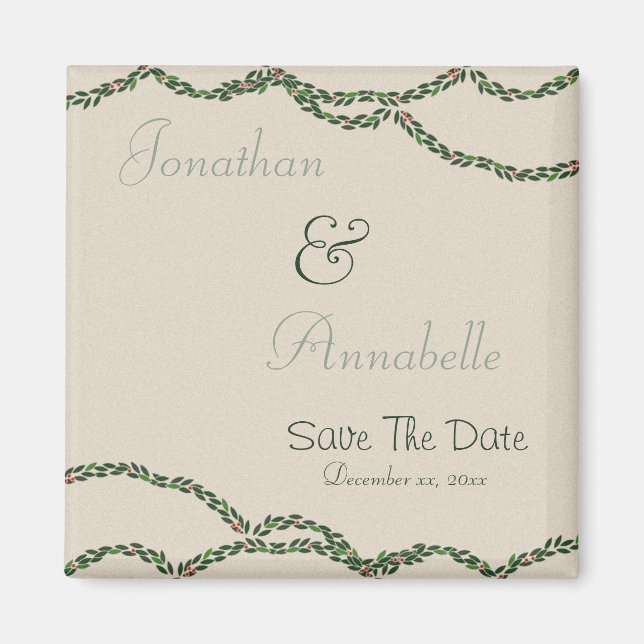Imã Guirlanda de Natal Save The Date (Frente)