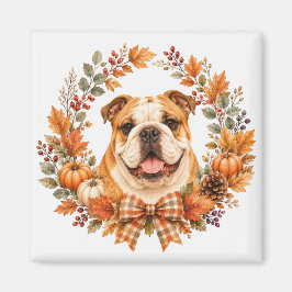 Imã Guirlanda de Outono do Bulldog Inglês