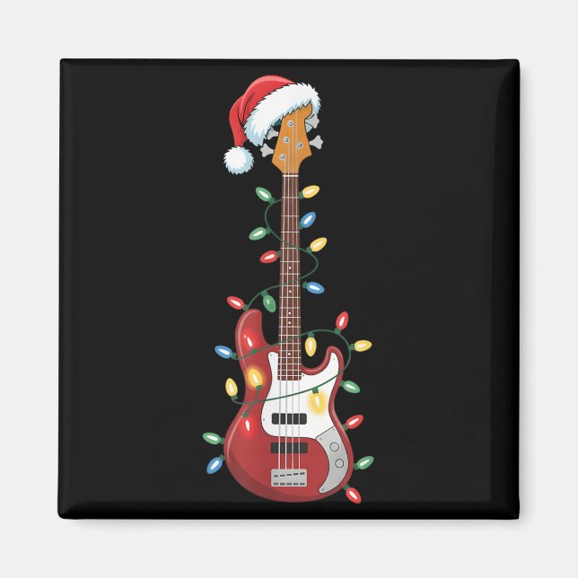Imã Guitar Santa Hat Noite Luzes de Natal B Player Gui (Frente)