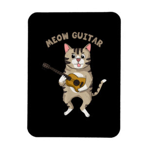 Ímã Guitarista Meow Guitar Cuide Gato Jogando Violão X
