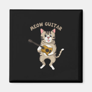 Imã Guitarista Meow Guitar Cuide Gato Jogando Violão X