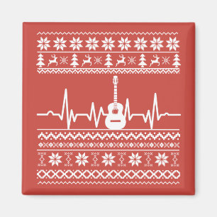 Imã guitarra acústica de suéter de natal feio