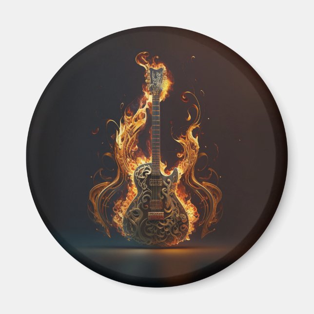 Imã Guitarra elétrica em chamas (Frente)