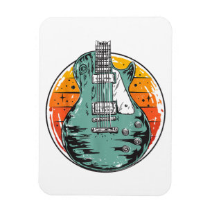 Ímã Guitarra Elétrica Retro Pôr do Sol Vintage Banda d