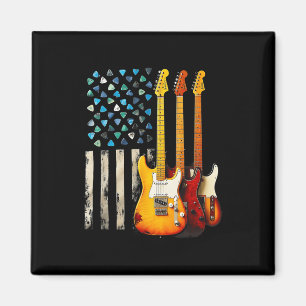 Imã Guitarra Elétrica Rock N Roll Retro Usa Bandeira A