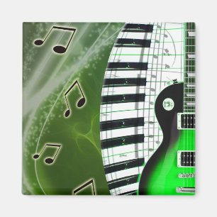 Imã Guitarra elétrica verde com teclado