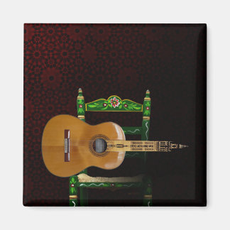 Imã Guitarra española con Giralda de Sevilla y silla.