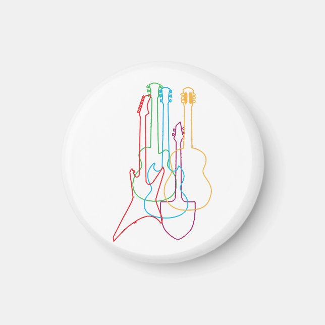 Imã Guitarras Colorido Presente Clássico Acústico Elét (Frente)