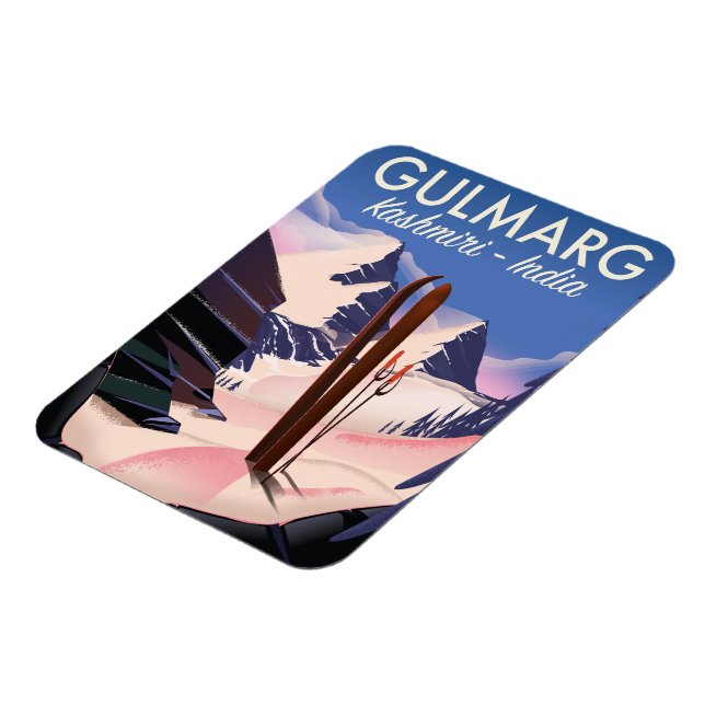 Ímã Gulmarg Kashmiri India Ski poster (Left Side)