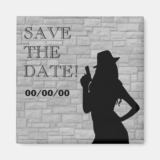 Imã Gun Moll Silhouette Save-the-Date (Frente)