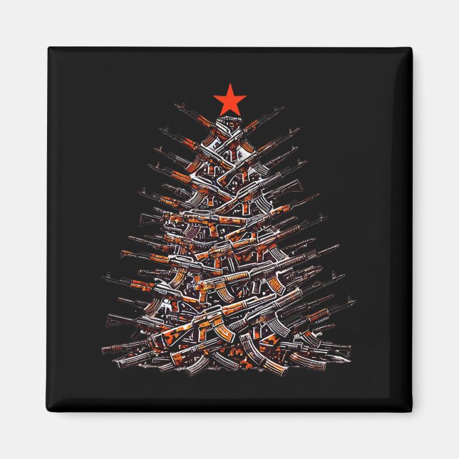 Imã Guns Christmas Tree Funny Xmas 2025 For Gun Lover  (Frente)