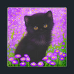 Imã Gustav Klimt Cat<br><div class="desc">Magnet com um gato Gustav Klimt! Este gatinho fluffy fica num campo verde de flores roxas. Um presente perfeito para amantes de gatos e entusiastas de arte austríacos!</div>
