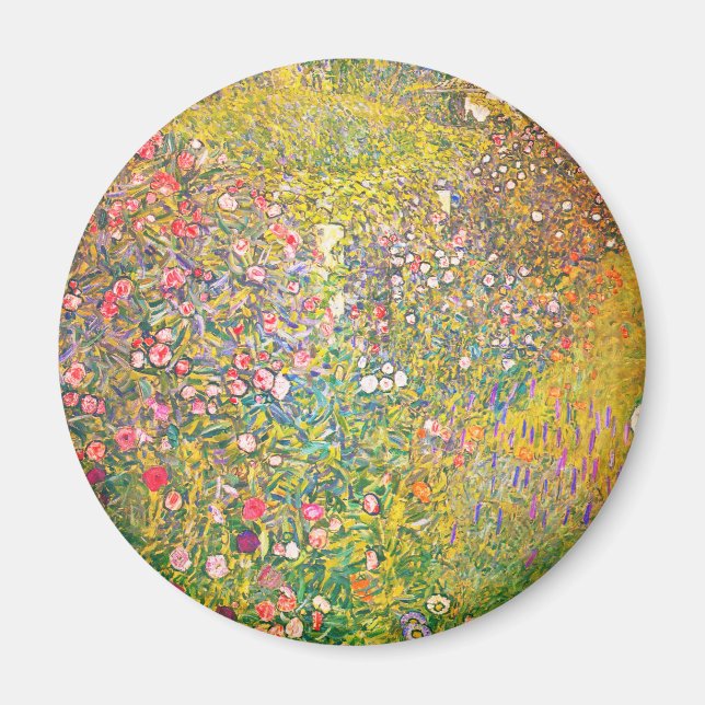 Imã Gustav Klimt Flores Rosa Magnet (Frente)