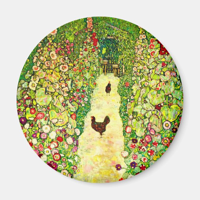 Imã Gustav Klimt Garden com Galinhas (Frente)