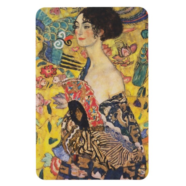 Ímã Gustav Klimt Lady Com Pintura Fan Art Nouveau (Vertical)