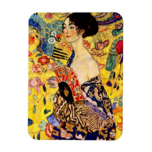 Ímã Gustav Klimt Lady com ventilador