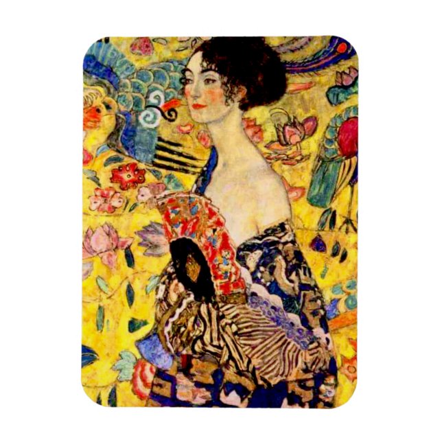 Ímã Gustav Klimt Lady com ventilador (Vertical)