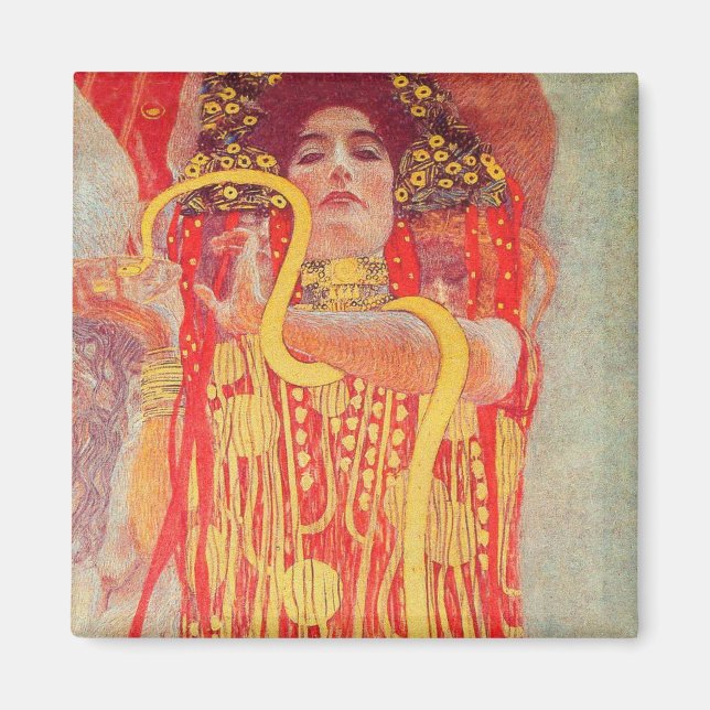 Imã Gustav Klimt Red Woman Dourada pintura Cobra (Frente)