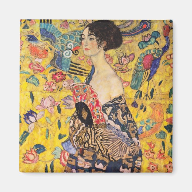 Imã Gustav Klimt - Senhora com Leque (Frente)