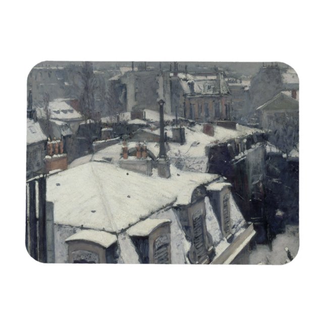 Ímã Gustave Caillebotte - Telhados na neve (Horizontal)