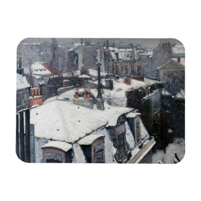 Ímã Gustave Caillebotte - Telhados na neve (Horizontal)