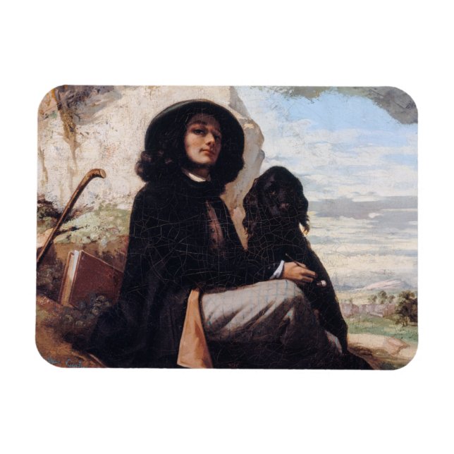 Ímã Gustave Courbet - Autorretrato com um Cachorro Neg (Horizontal)