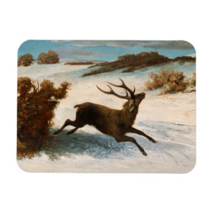 Ímã Gustave Courbet - Deer Running in the Snow