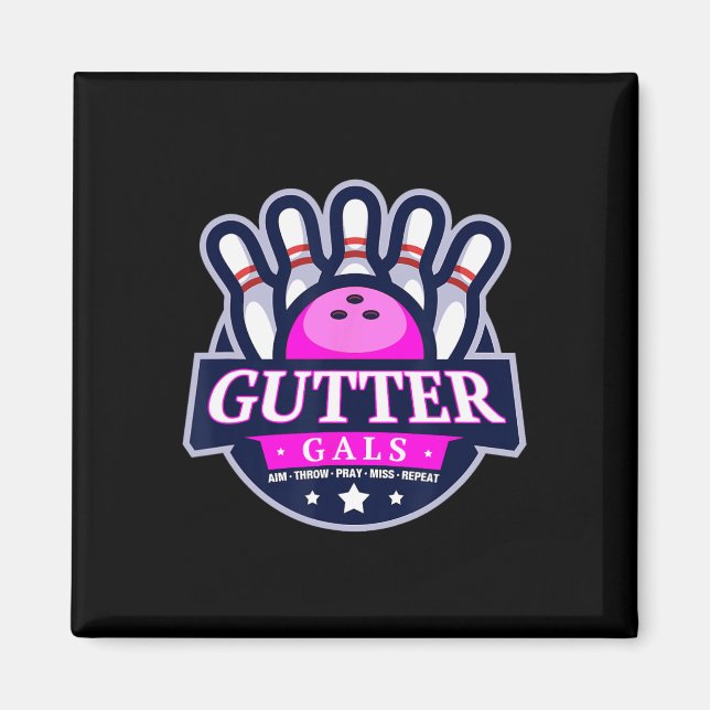 Imã Gutter Gals Nome de Equipe de Boliche Engraçado Fe (Frente)