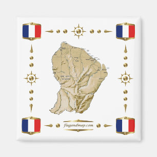 Imã Guyane Map + Flagres Magnet