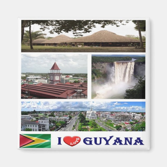 Imã GY004 GUYANA I Love, Mosaic, America, Fridge (Frente)