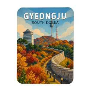 Ímã Gyeongju Coreia do Sul Ilustração Viagem Arte