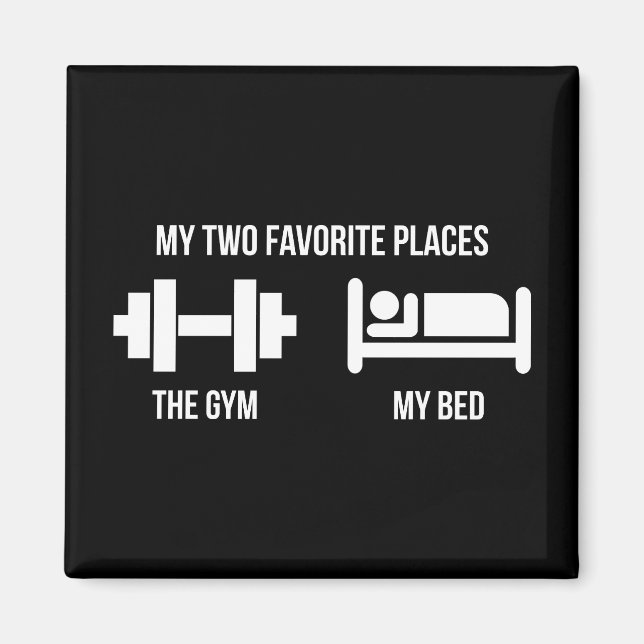 Imã Gym and Bed - Pictograma de Cartoon Engraçado - No (Frente)