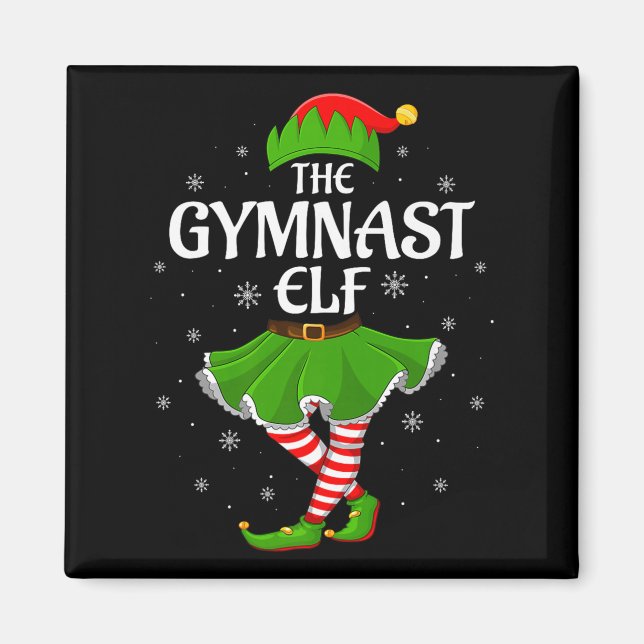 Imã Gymnast Elf Christmas Family Girls Women Elf Squad (Frente)