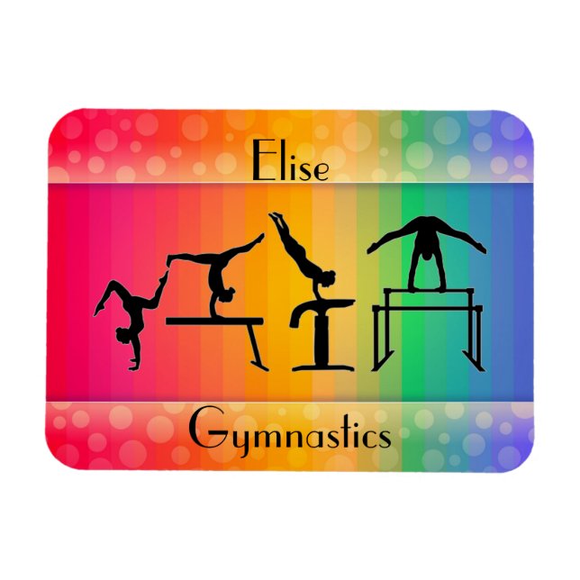 Ímã Gymnastics Rainbow com/ Girls Gymnastics Eventos (Horizontal)