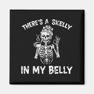 Imã Há Skelly na minha barriga grávida de Halloween, m