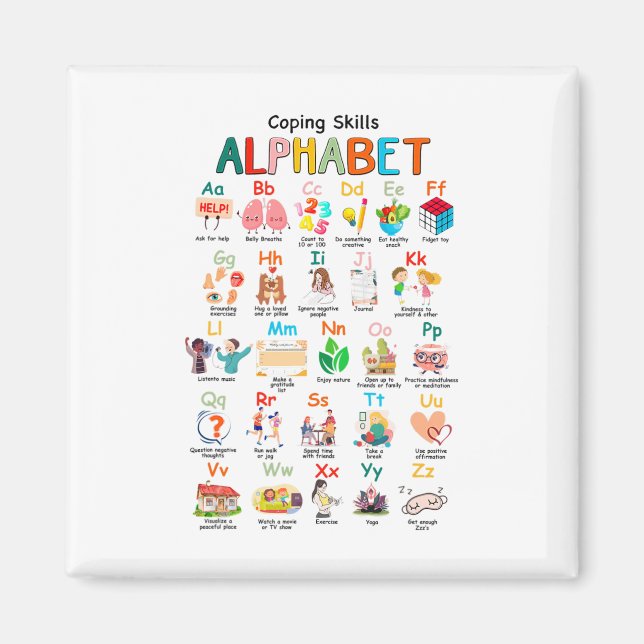 Imã Habilidades Abc Alphabet Mental Health Awarness Co (Frente)